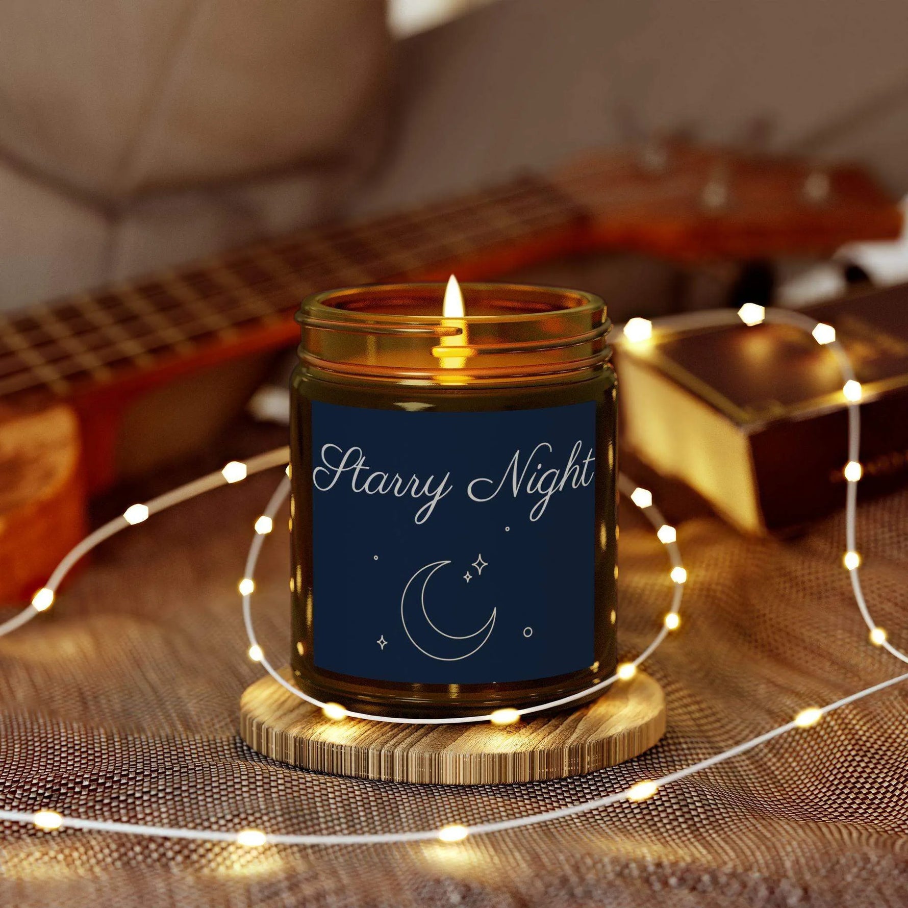 Starry Night Scented Candles, Coconut Apricot Wax Candle, 4oz and 9oz Amber & Clear Vessels With Gold Lid, 20-50 Hr Burn 9 Luxurious Scents - Cocoon Candles