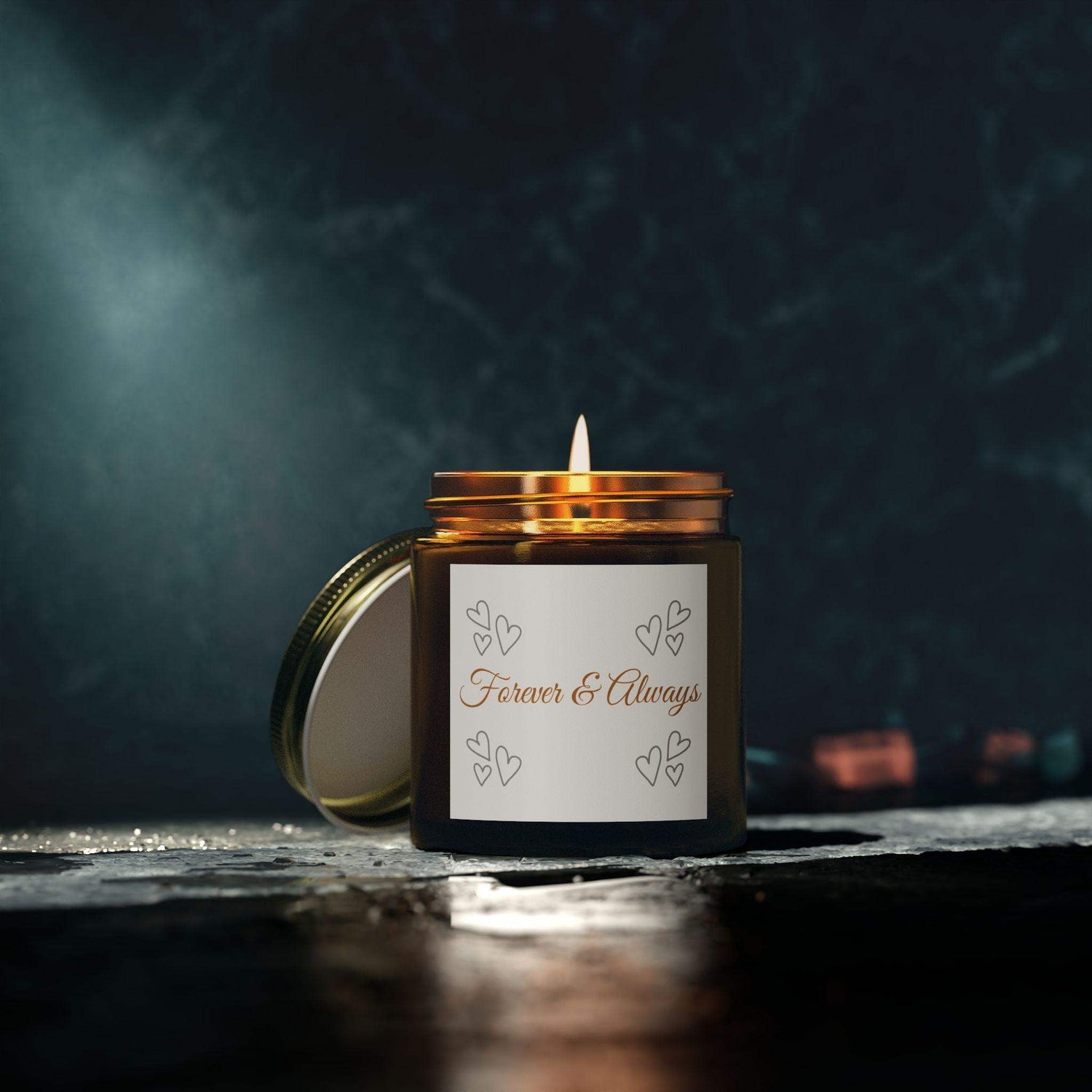 Forever and Always Scented Candle, Coconut Apricot Wax Candle, 4oz 9oz Amber & Clear Vessels with Gold Lid, 20-50 Hr Burn 9 Luxurious Scent - Cocoon Candles