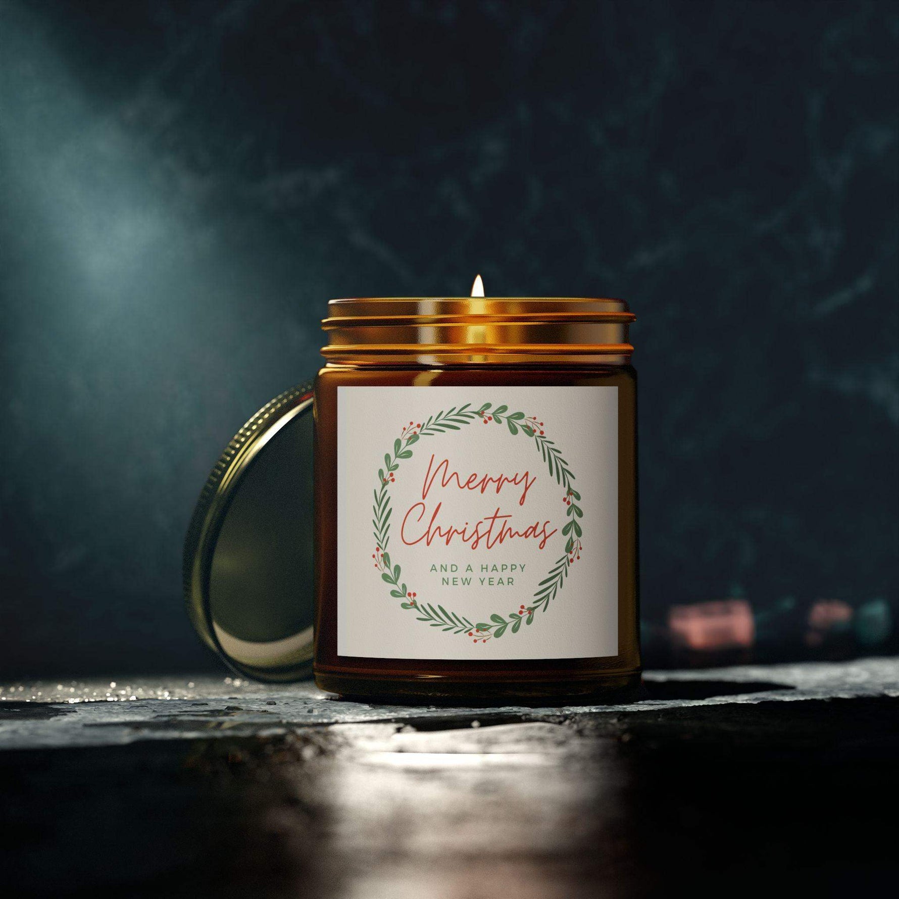 Merry Christmas Scented Candle for Home, Coconut Apricot Wax Aromatherapy Candle, 4oz and 9oz Decorative Candle, Holiday Unique Candle - Cocoon Candles