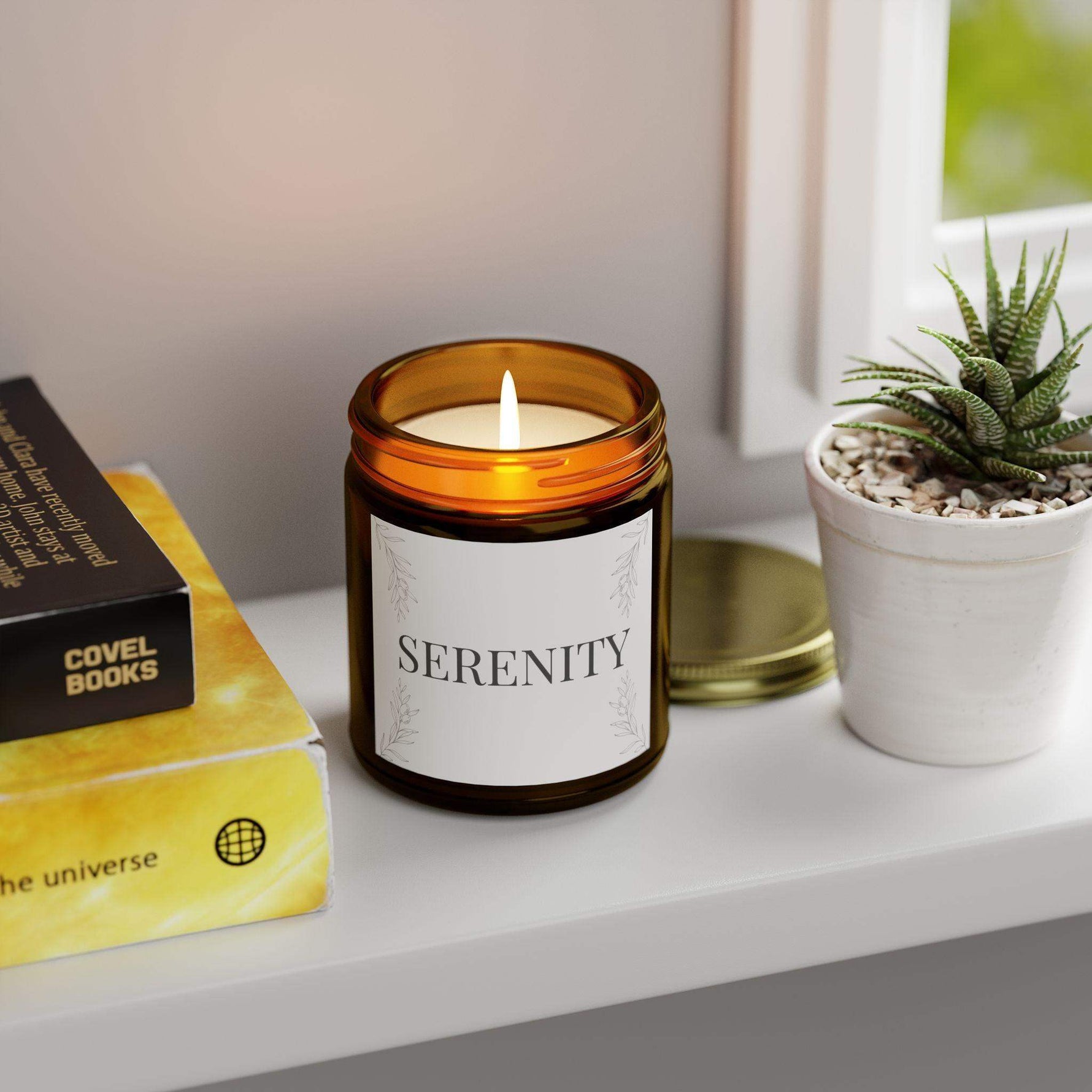 Serenity Scented Candle, Coconut Apricot Wax Candle, 4oz 9oz Long-Lasting Burn Candle, 9 Scent Clear Vessel with Gold Lid, Cozy Gift Candle - Cocoon Candles