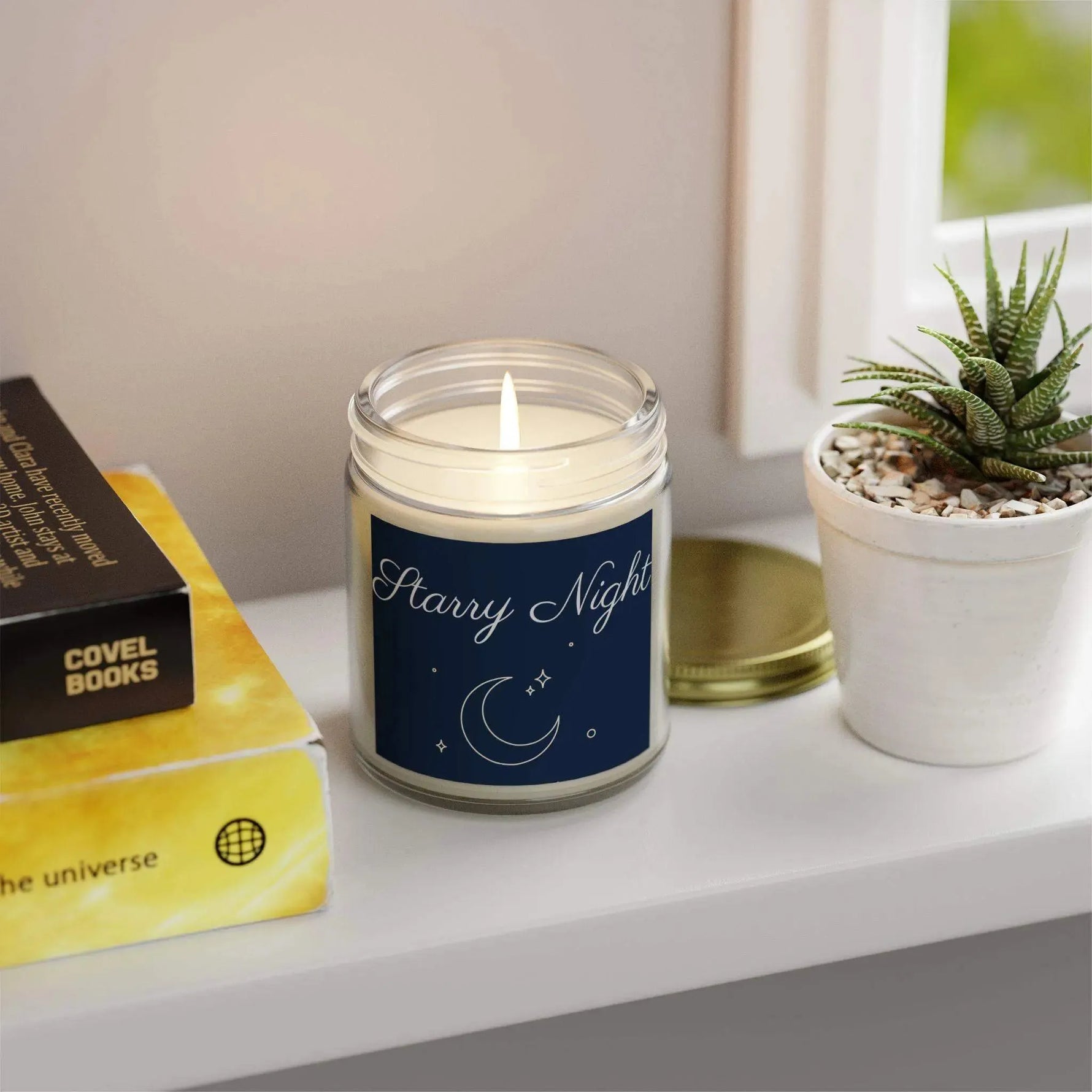 Starry Night Scented Candles, Coconut Apricot Wax Candle, 4oz and 9oz Amber & Clear Vessels With Gold Lid, 20-50 Hr Burn 9 Luxurious Scents - Cocoon Candles