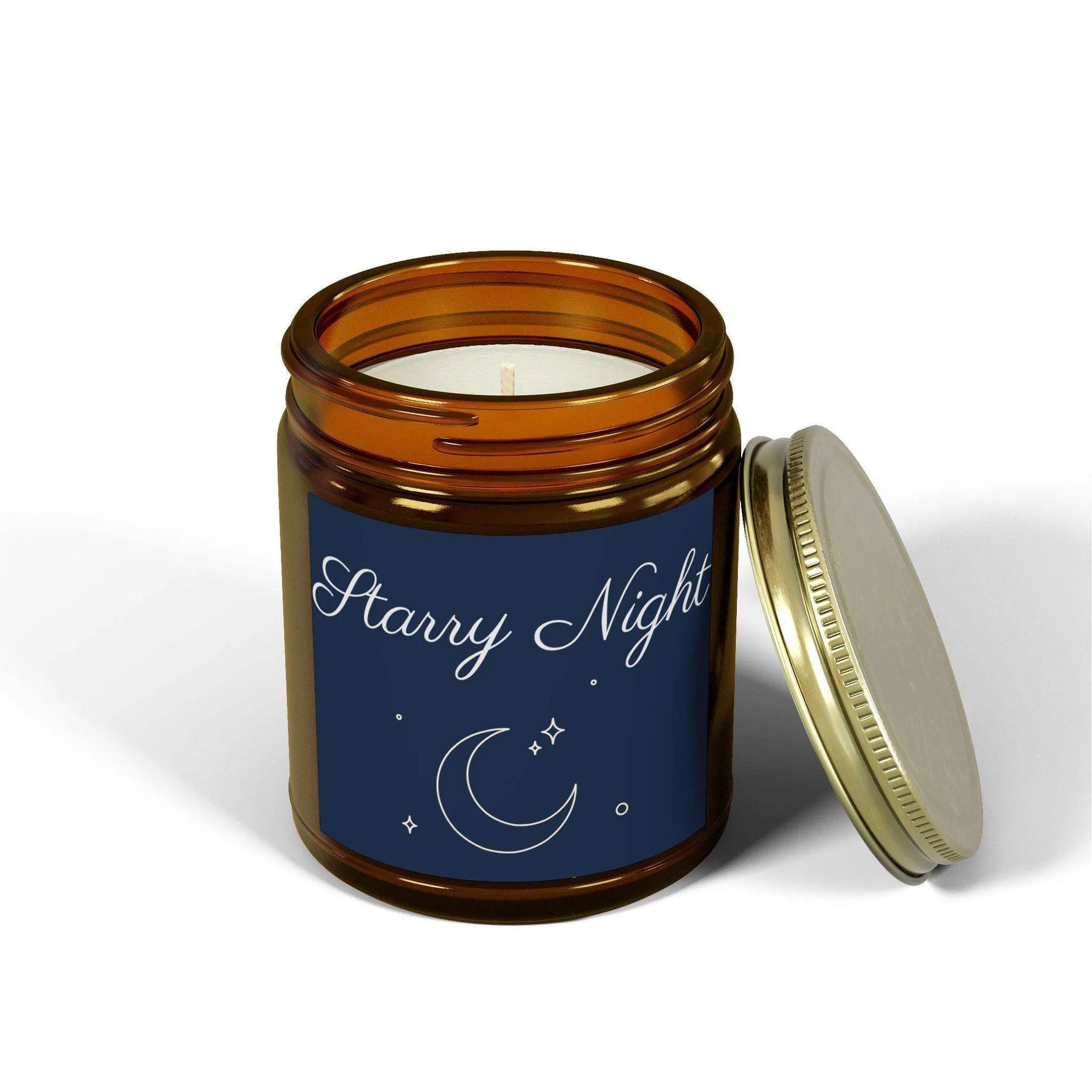 Starry Night Scented Candles, Coconut Apricot Wax Candle, 4oz and 9oz Amber & Clear Vessels With Gold Lid, 20-50 Hr Burn 9 Luxurious Scents - Cocoon Candles