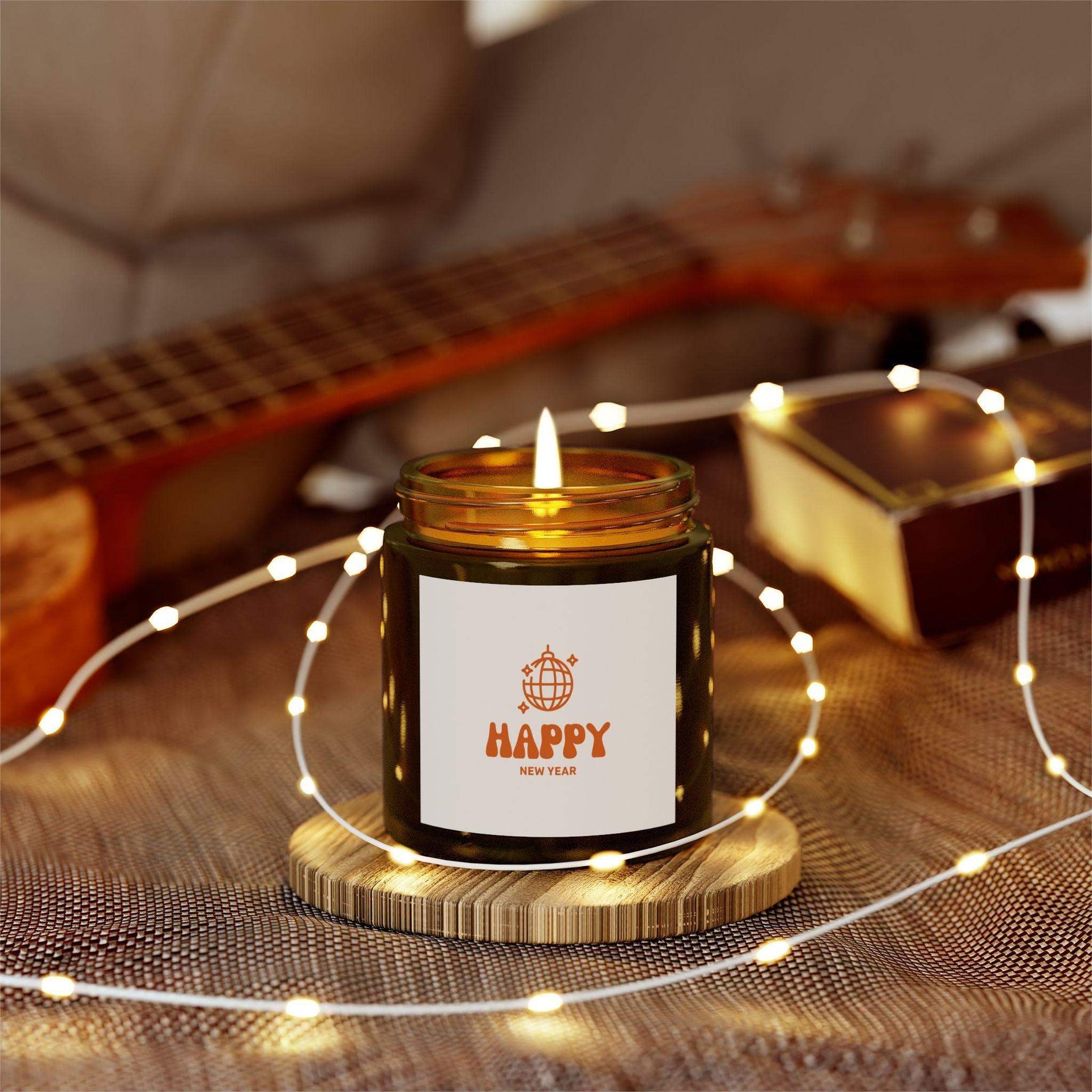 Happy New Year Aromatherapy Candles, Party Decorative Candles Farmhouse Decor, Eco-Friendly Home Decor, Coconut Apricot Wax Scented Candles - Cocoon Candles