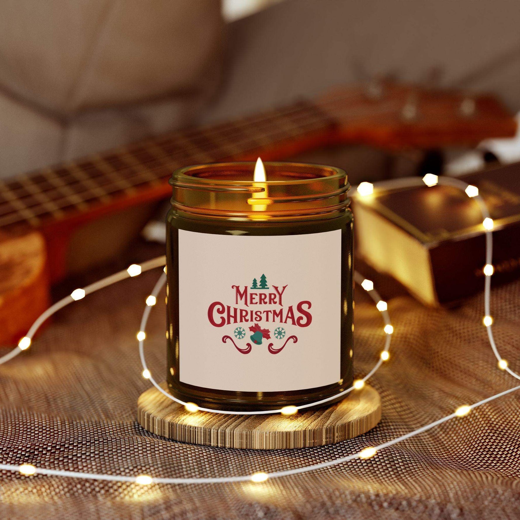 Merry Christmas Scented Candle, Coconut Apricot Wax Aromatherapy Candle, 4oz and 9oz Cozy Seasonal Candle, Festive Holiday Home Decoration - Cocoon Candles