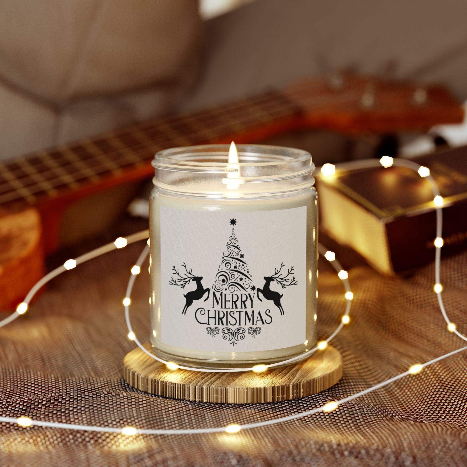 Merry Christmas Reindeer Scented Candle, Coconut Apricot Wax Aromatherapy Candle, 4oz and 9oz Seasonal Candle, Holiday Decorative Candle - Cocoon Candles