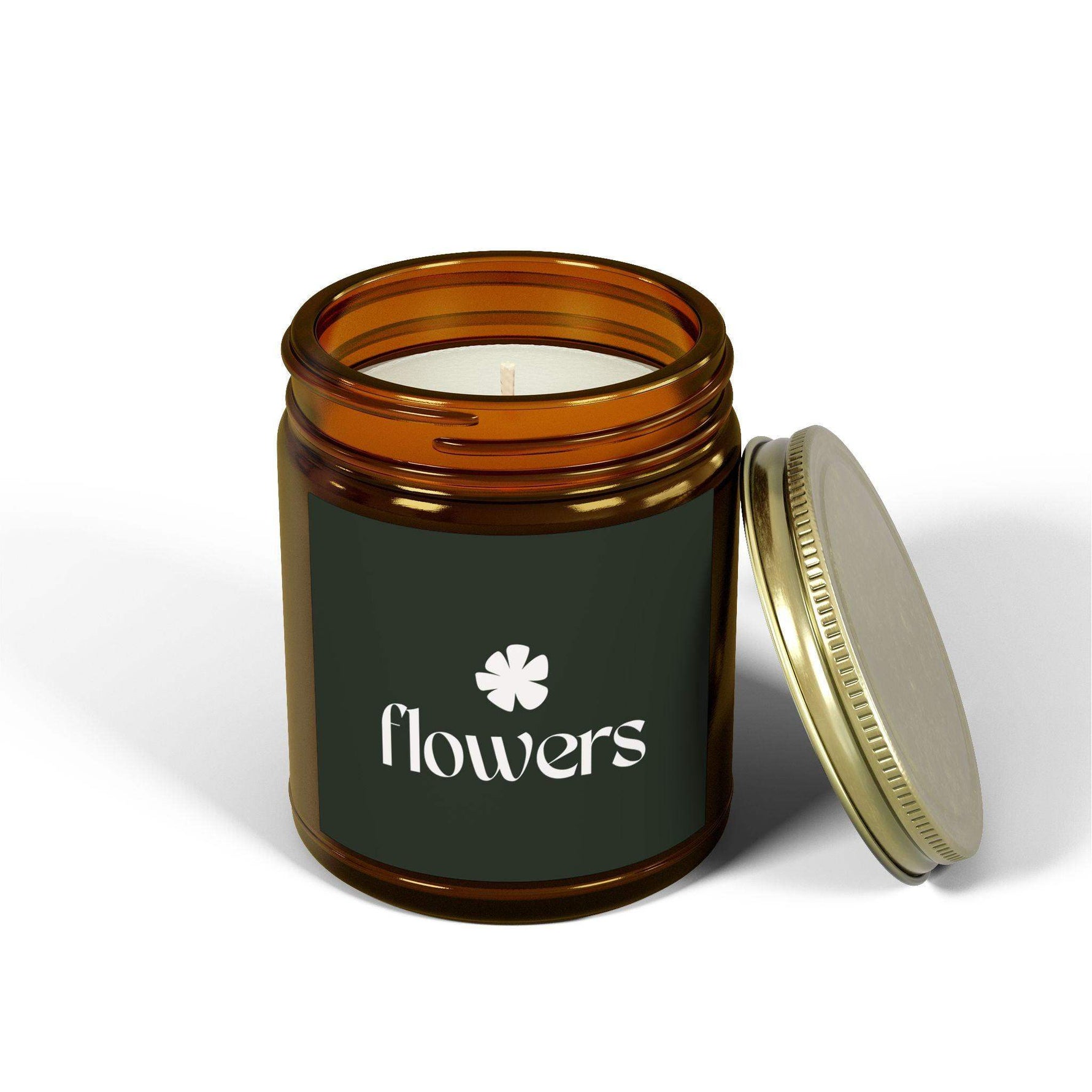 Flowers Design Scented Candles, Coconut Apricot Wax Candles, Gold Lid Amber & Clear Vessels Candles, Decorative Candles Housewarming Gift - Cocoon Candles