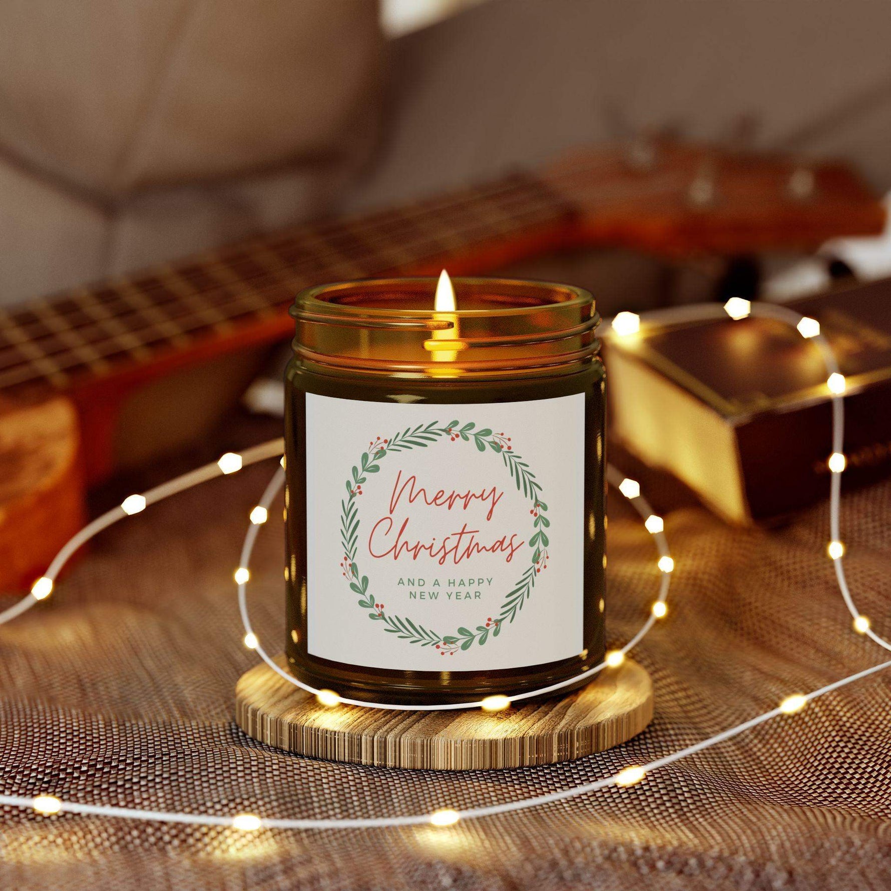 Merry Christmas Scented Candle for Home, Coconut Apricot Wax Aromatherapy Candle, 4oz and 9oz Decorative Candle, Holiday Unique Candle - Cocoon Candles