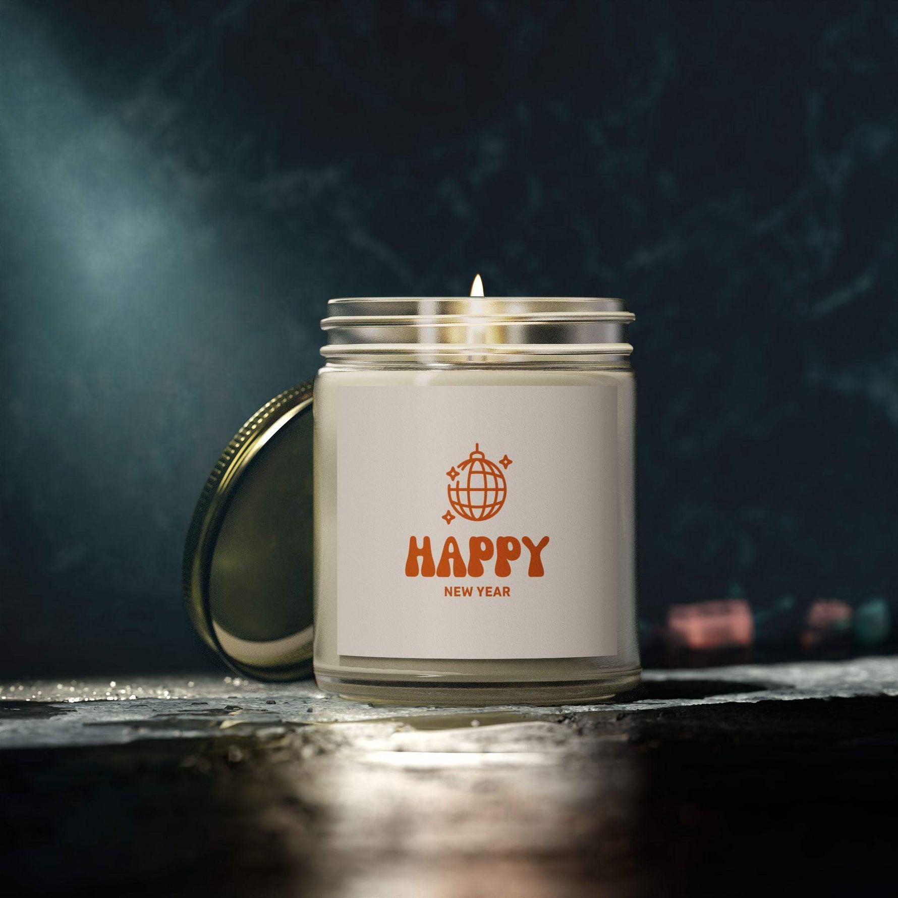 Happy New Year Aromatherapy Candles, Party Decorative Candles Farmhouse Decor, Eco-Friendly Home Decor, Coconut Apricot Wax Scented Candles - Cocoon Candles