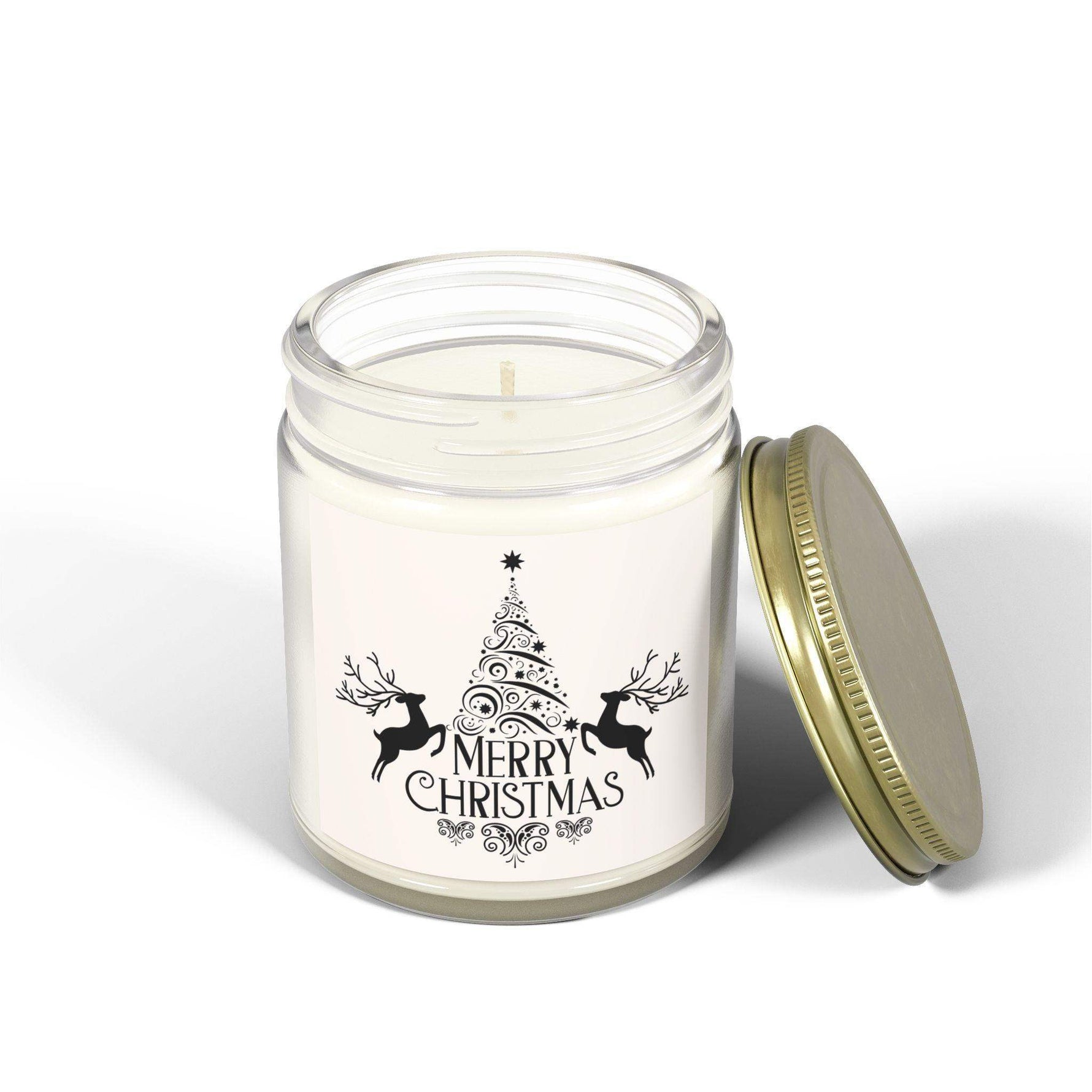 Merry Christmas Reindeer Scented Candle, Coconut Apricot Wax Aromatherapy Candle, 4oz and 9oz Seasonal Candle, Holiday Decorative Candle - Cocoon Candles