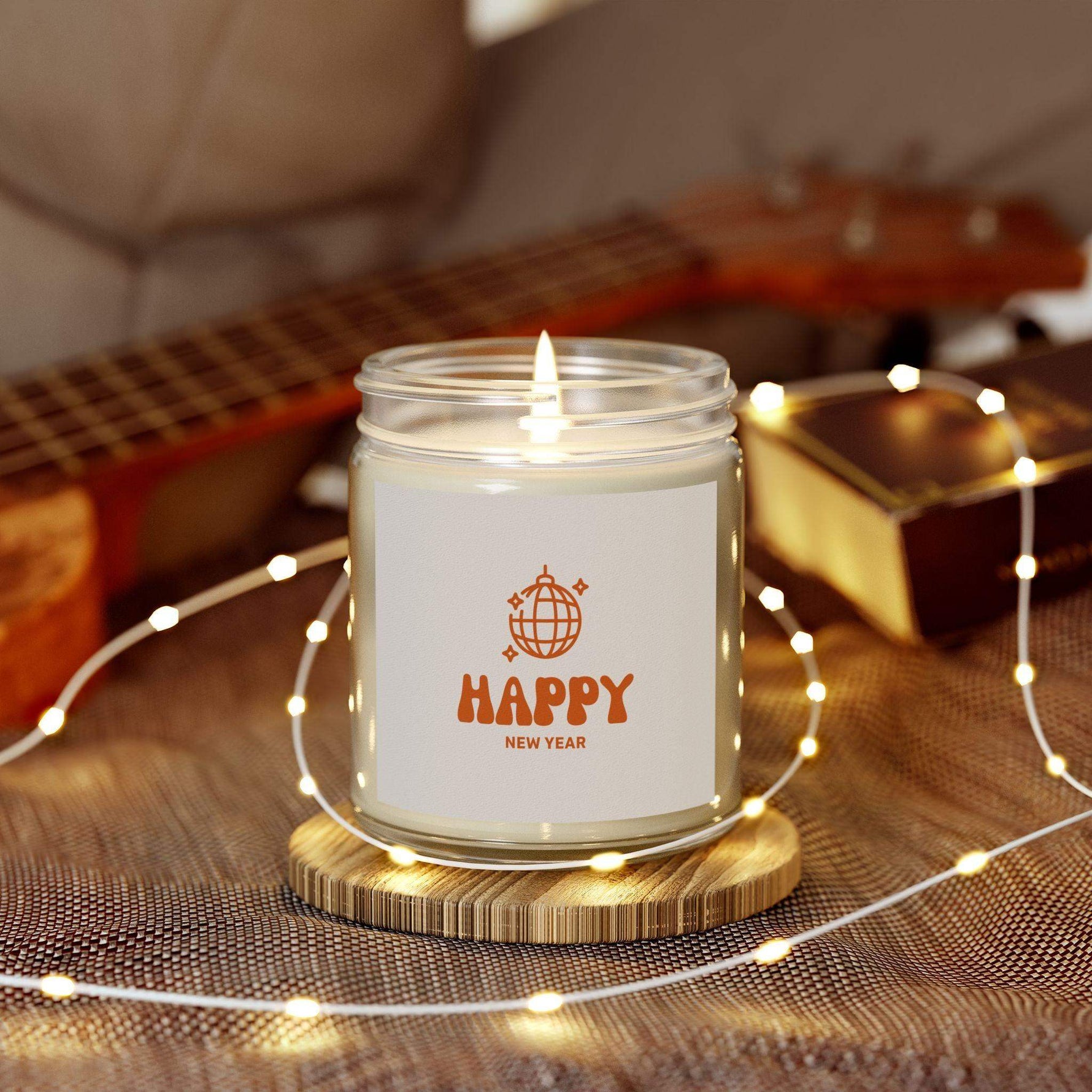 Happy New Year Aromatherapy Candles, Party Decorative Candles Farmhouse Decor, Eco-Friendly Home Decor, Coconut Apricot Wax Scented Candles - Cocoon Candles