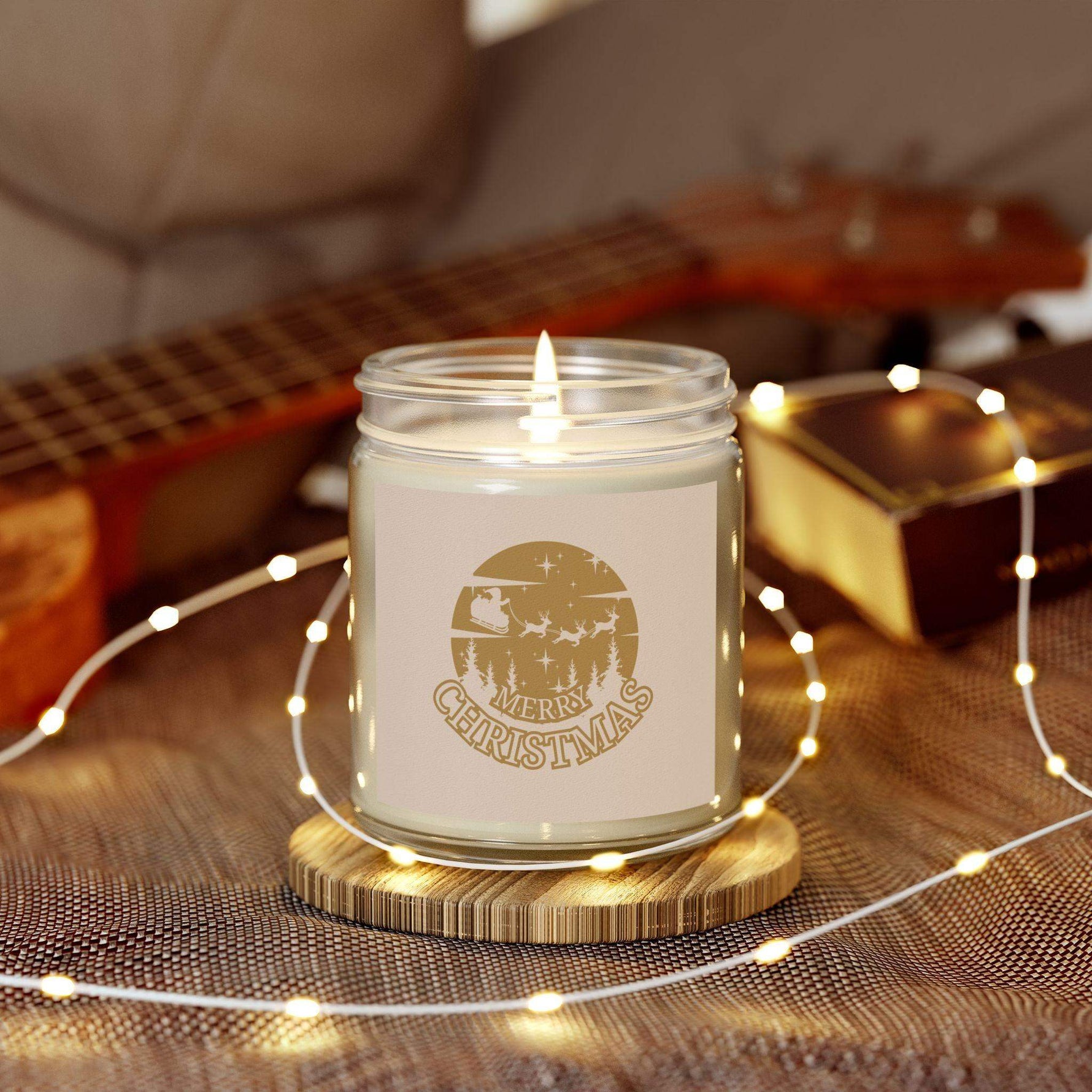 Merry Christmas Scented Candle, 4oz and 9oz Cozy Seasonal Candle, Coconut Apricot Wax Aromatherapy Candle, Festive Holiday Decorative Candle - Cocoon Candles