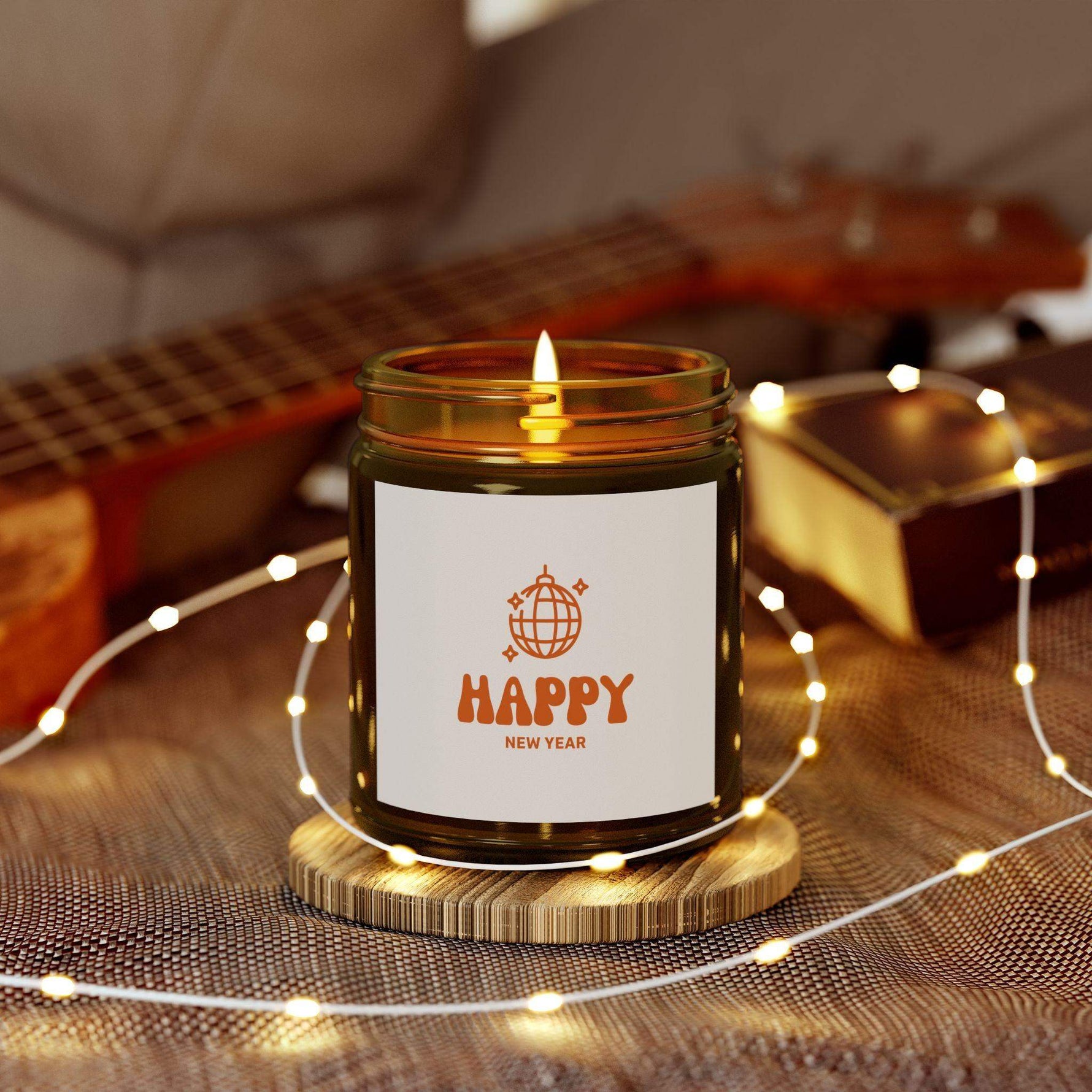 Happy New Year Aromatherapy Candles, Party Decorative Candles Farmhouse Decor, Eco-Friendly Home Decor, Coconut Apricot Wax Scented Candles - Cocoon Candles