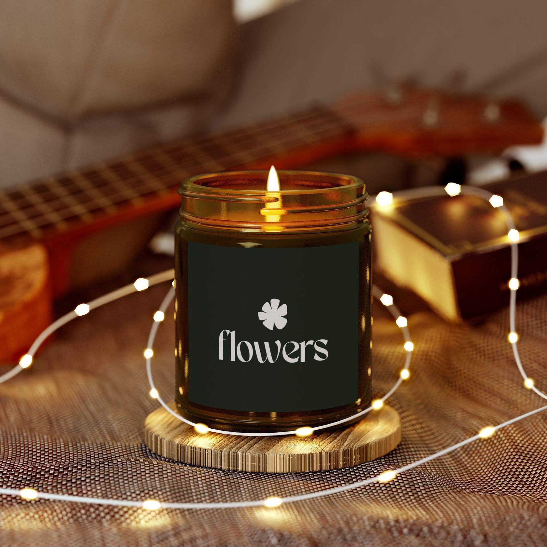 Flowers Design Scented Candles, Coconut Apricot Wax Candles, Gold Lid Amber & Clear Vessels Candles, Decorative Candles Housewarming Gift - Cocoon Candles