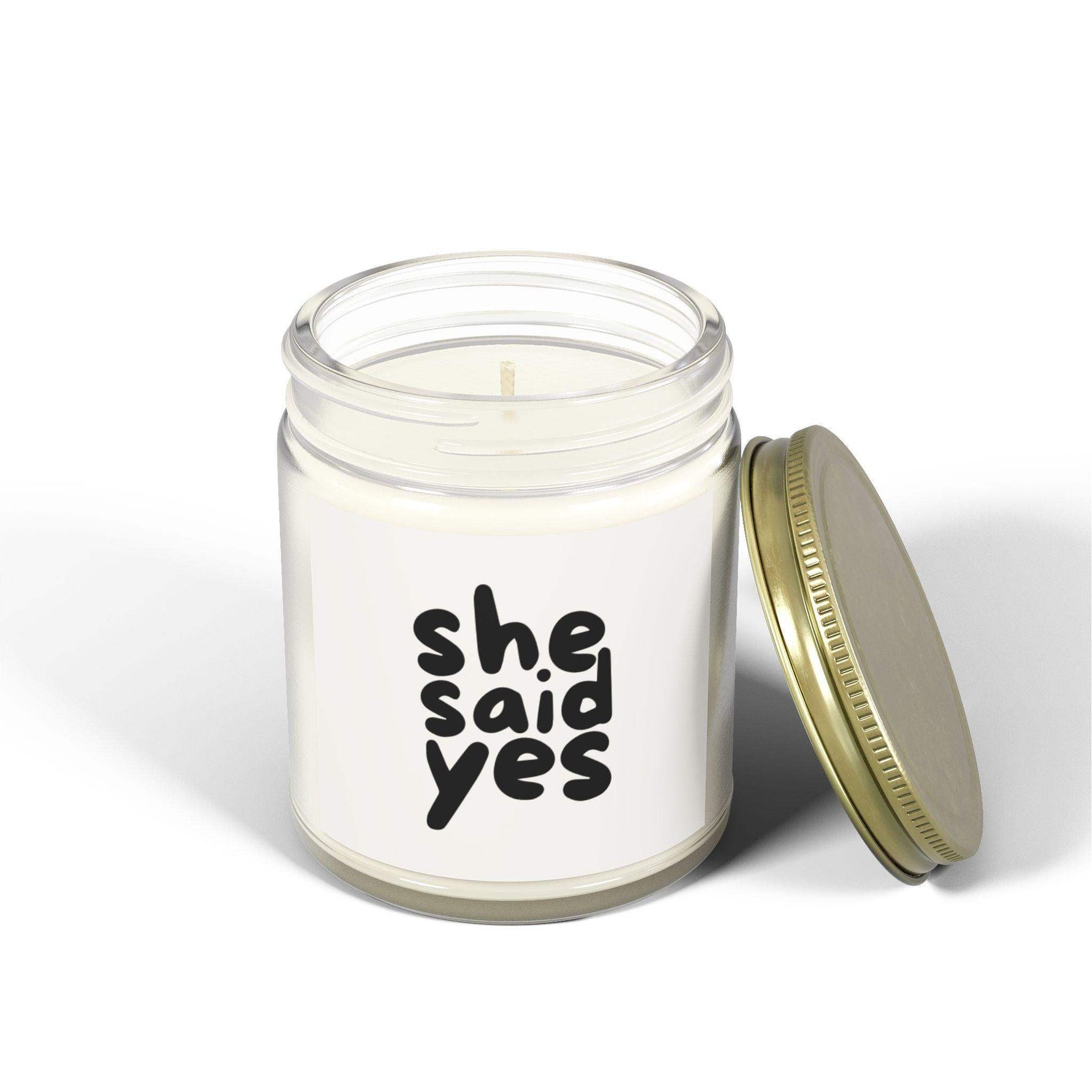 She Said Yes Personalized Tin Candle – Custom Engagement Gift, Romantic Scented Candle for Couples, Wedding Proposal Keepsake - Cocoon Candles