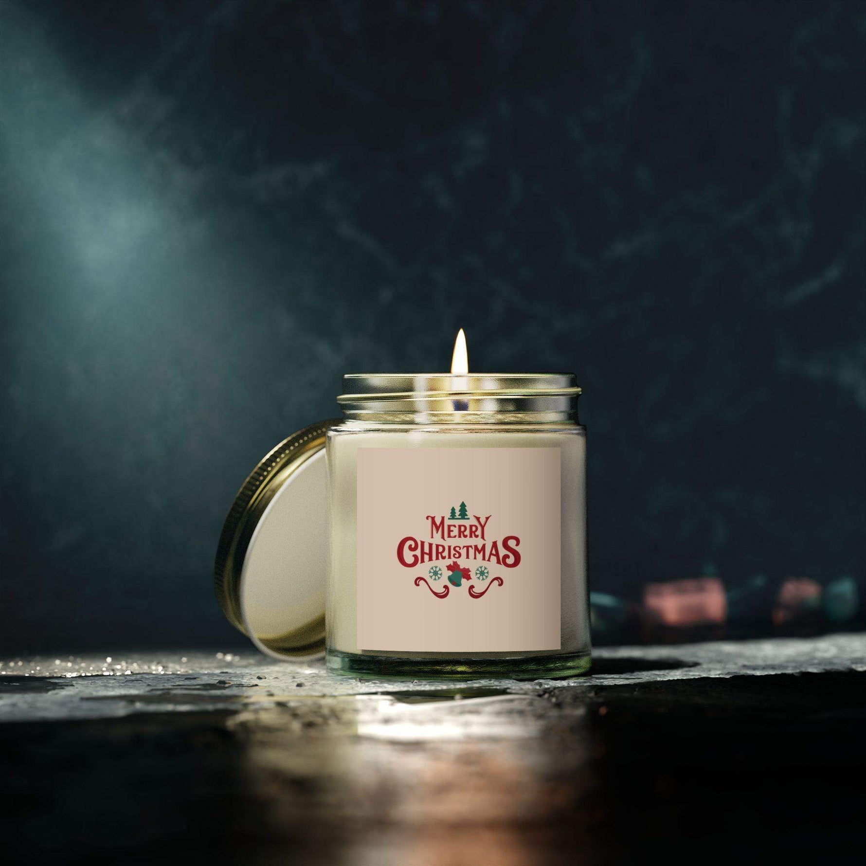 Merry Christmas Scented Candle, Coconut Apricot Wax Aromatherapy Candle, 4oz and 9oz Cozy Seasonal Candle, Festive Holiday Home Decoration - Cocoon Candles