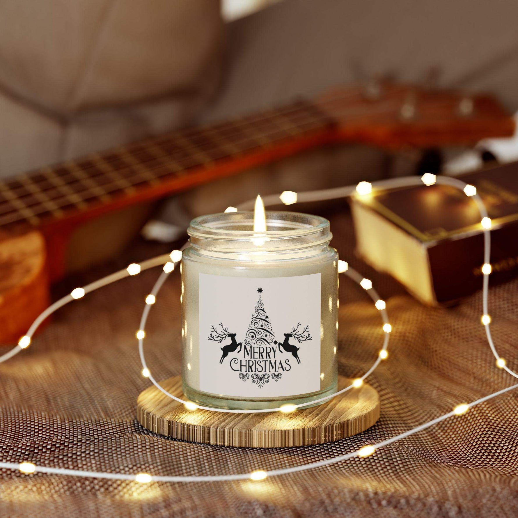 Merry Christmas Reindeer Scented Candle, Coconut Apricot Wax Aromatherapy Candle, 4oz and 9oz Seasonal Candle, Holiday Decorative Candle - Cocoon Candles