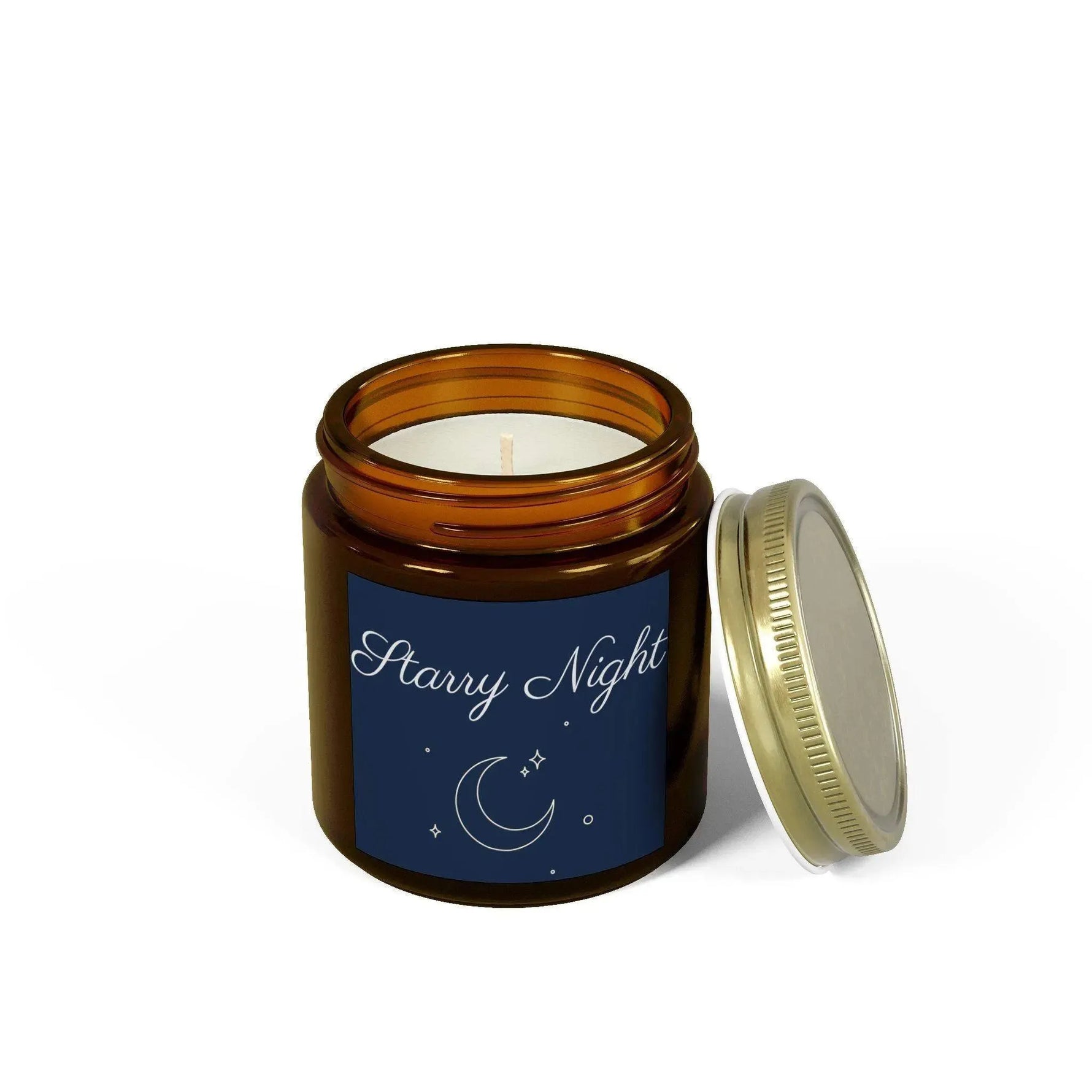 Starry Night Scented Candles, Coconut Apricot Wax Candle, 4oz and 9oz Amber & Clear Vessels With Gold Lid, 20-50 Hr Burn 9 Luxurious Scents - Cocoon Candles