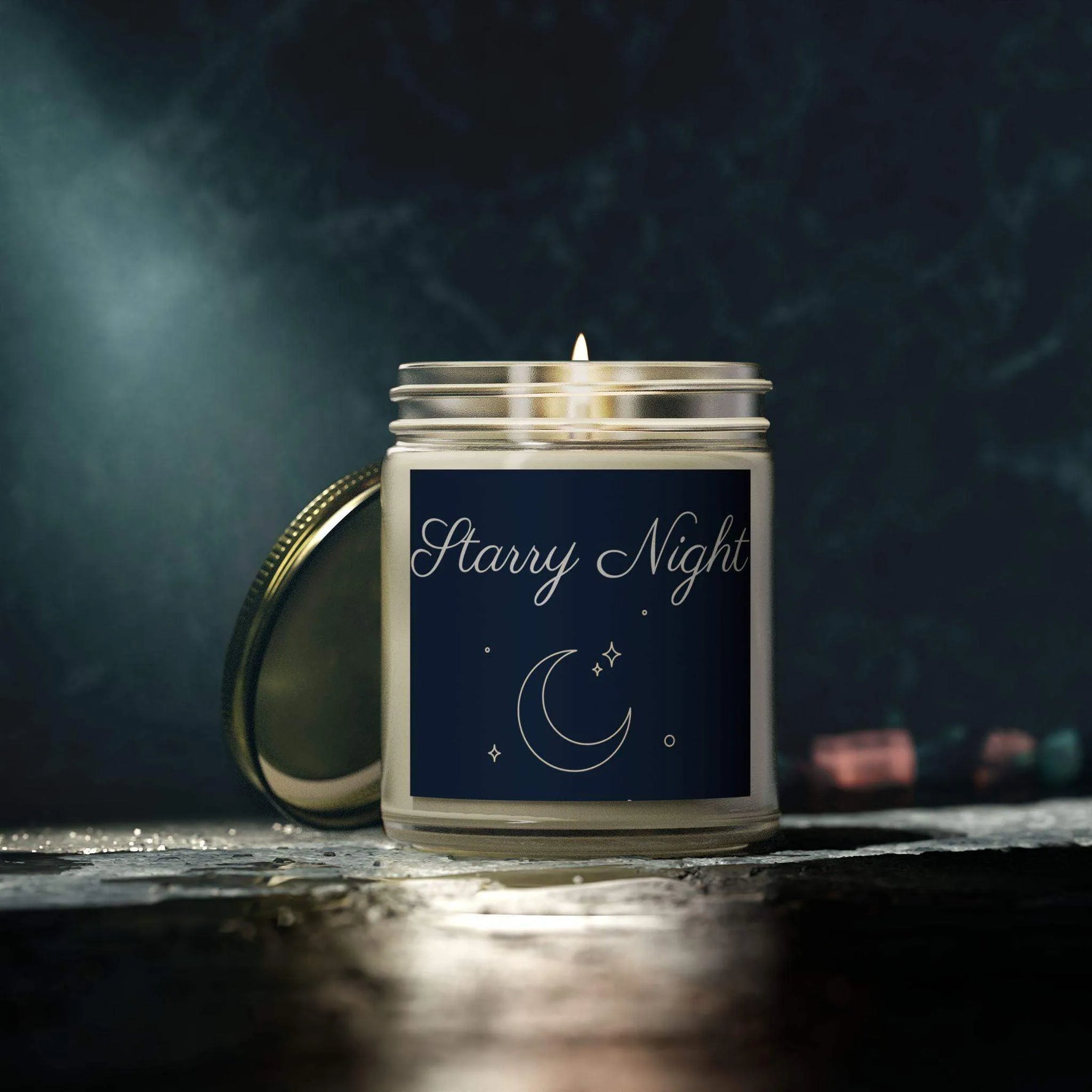 Starry Night Scented Candles, Coconut Apricot Wax Candle, 4oz and 9oz Amber & Clear Vessels With Gold Lid, 20-50 Hr Burn 9 Luxurious Scents - Cocoon Candles
