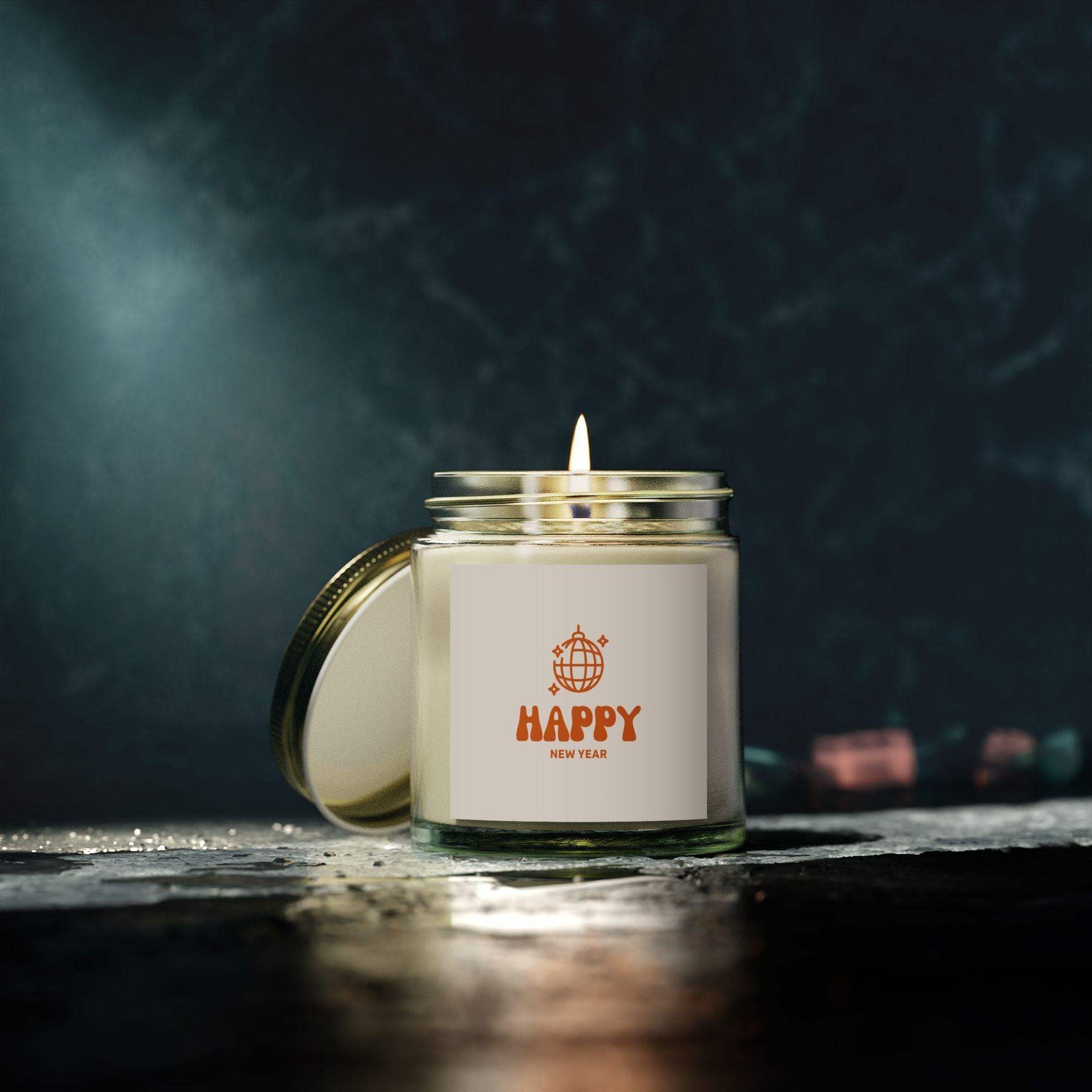 Happy New Year Aromatherapy Candles, Party Decorative Candles Farmhouse Decor, Eco-Friendly Home Decor, Coconut Apricot Wax Scented Candles - Cocoon Candles